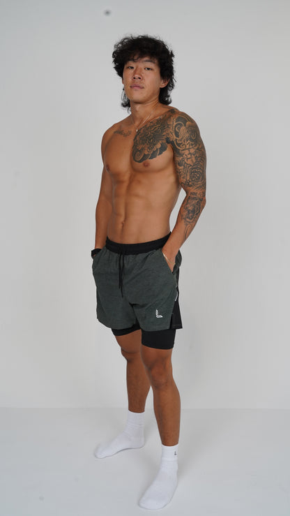 Green Double Layer Shorts